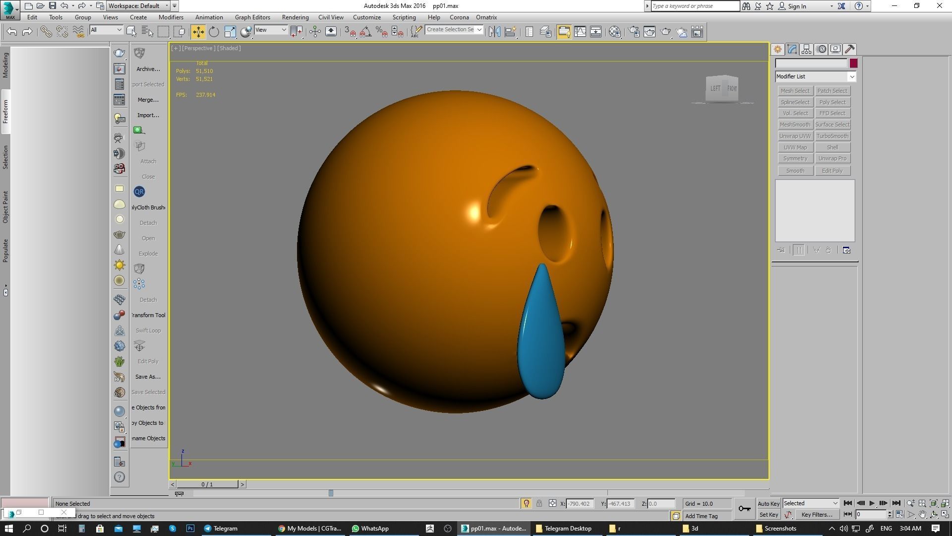 Emoji Crying Face 3D model_12