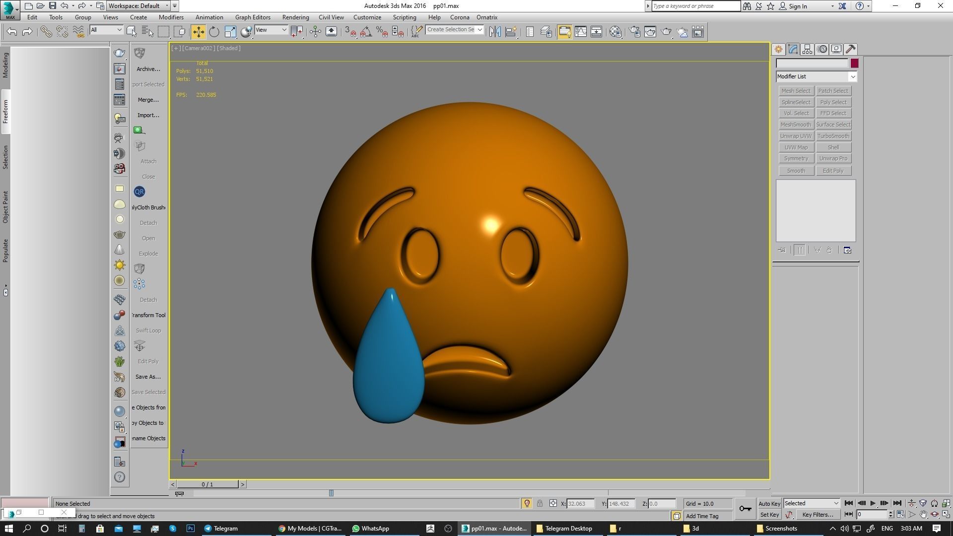 Emoji Crying Face 3D model_2