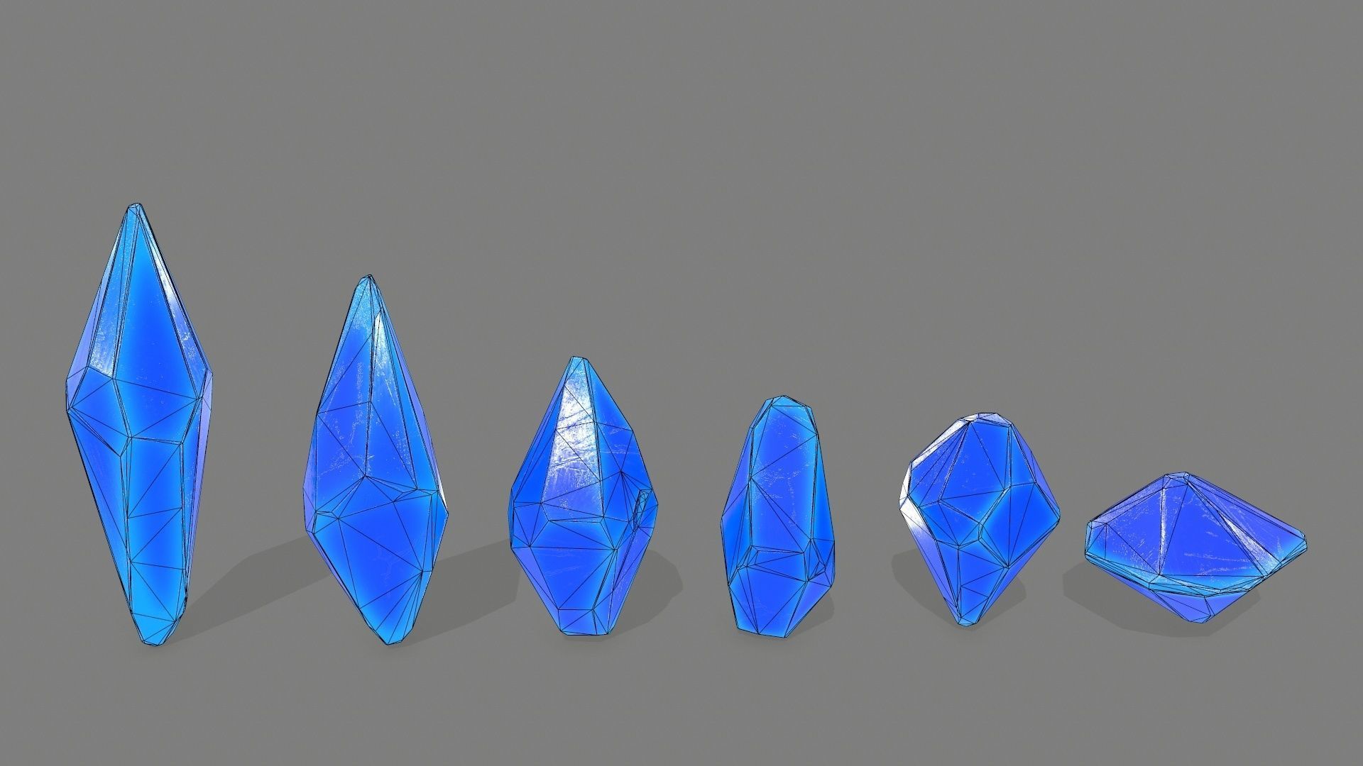 crystal set 2 Low-poly 3D model_7