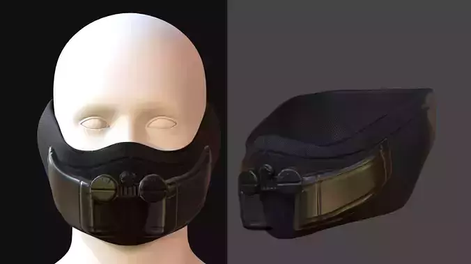 Gas mask helmet 3d model scifi Low-poly 