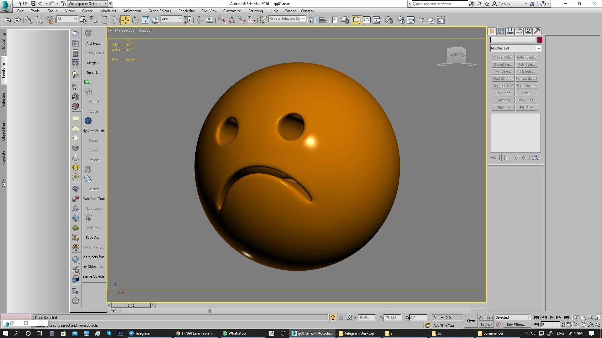 Emoji Frowning Face 3D model_5