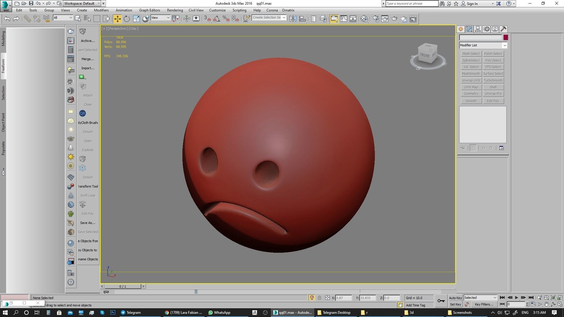 Emoji Frowning Face 3D model_14