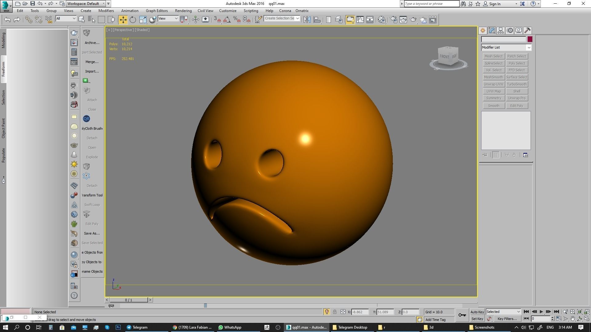 Emoji Frowning Face 3D model_6