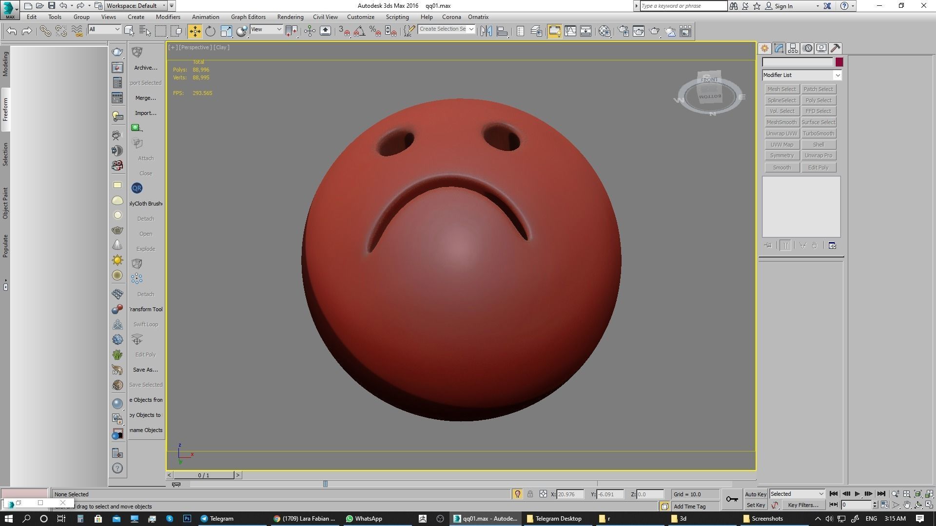 Emoji Frowning Face 3D model_19