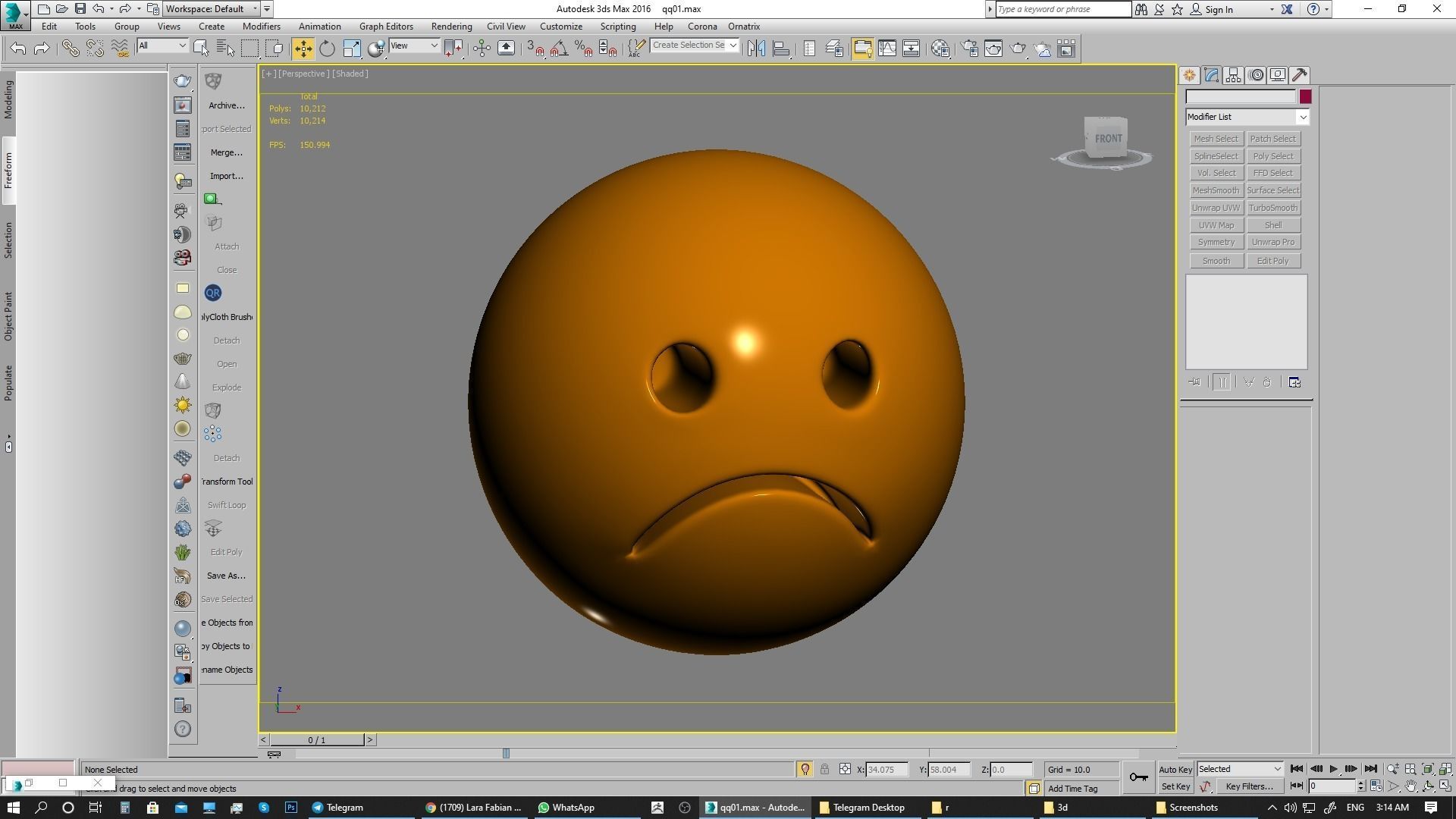 Emoji Frowning Face 3D model_3