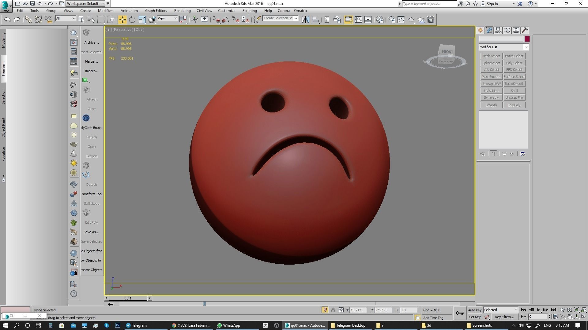 Emoji Frowning Face 3D model_16