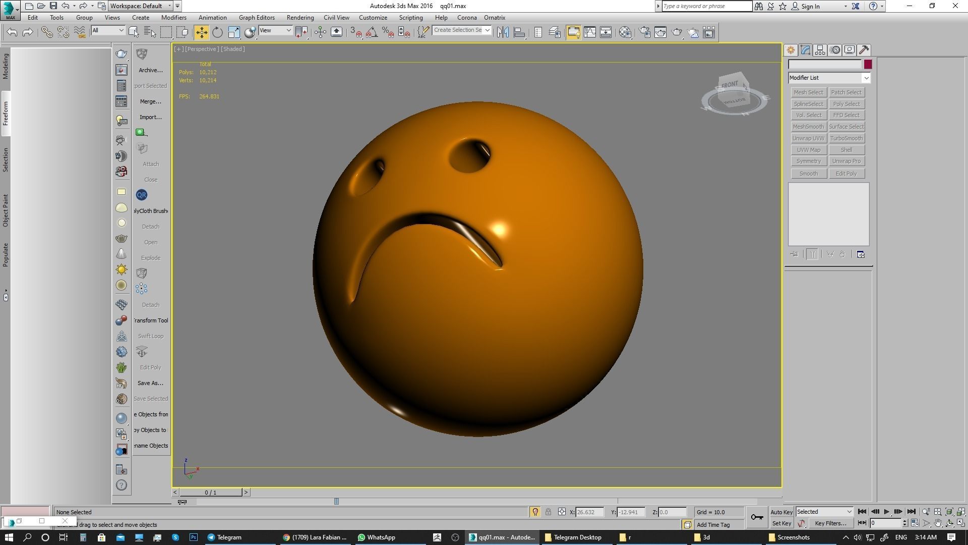 Emoji Frowning Face 3D model_11