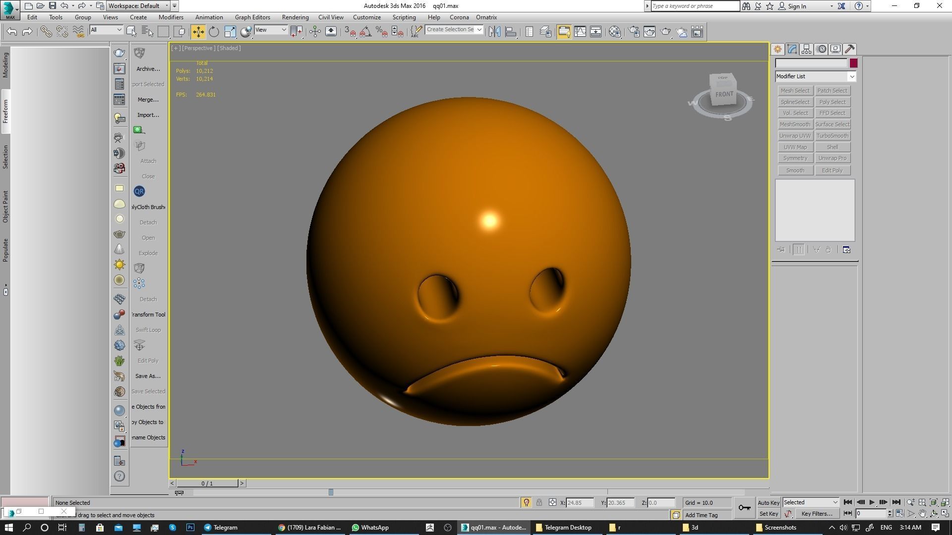 Emoji Frowning Face 3D model_12