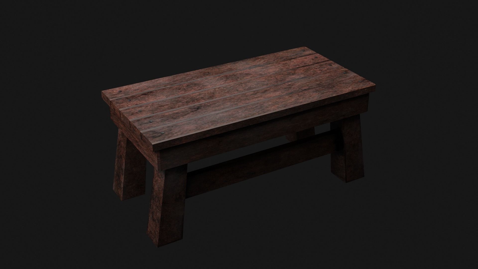 Wooden Table Low Poly Low-poly 3D model_3