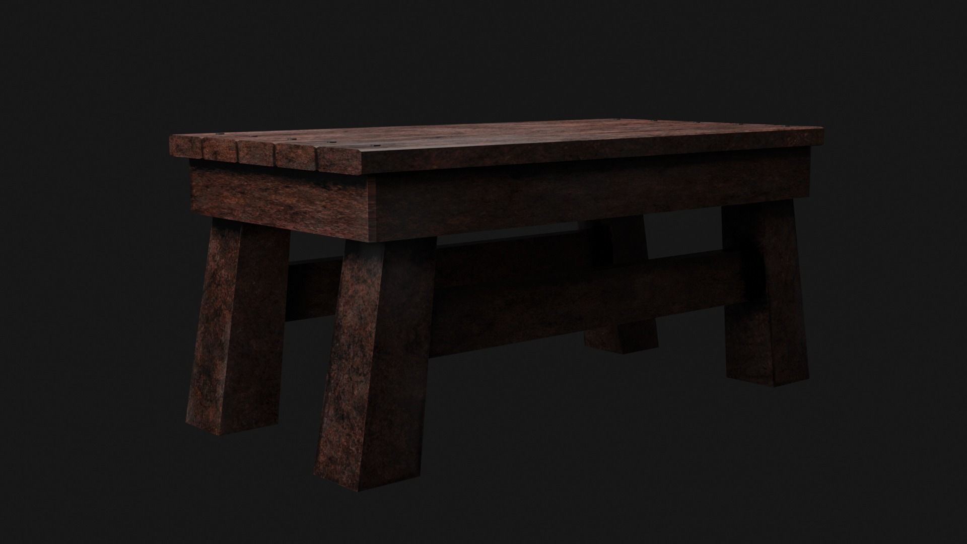 Wooden Table Low Poly Low-poly 3D model_4