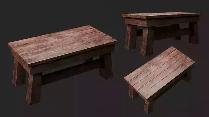Wooden Table Low Poly