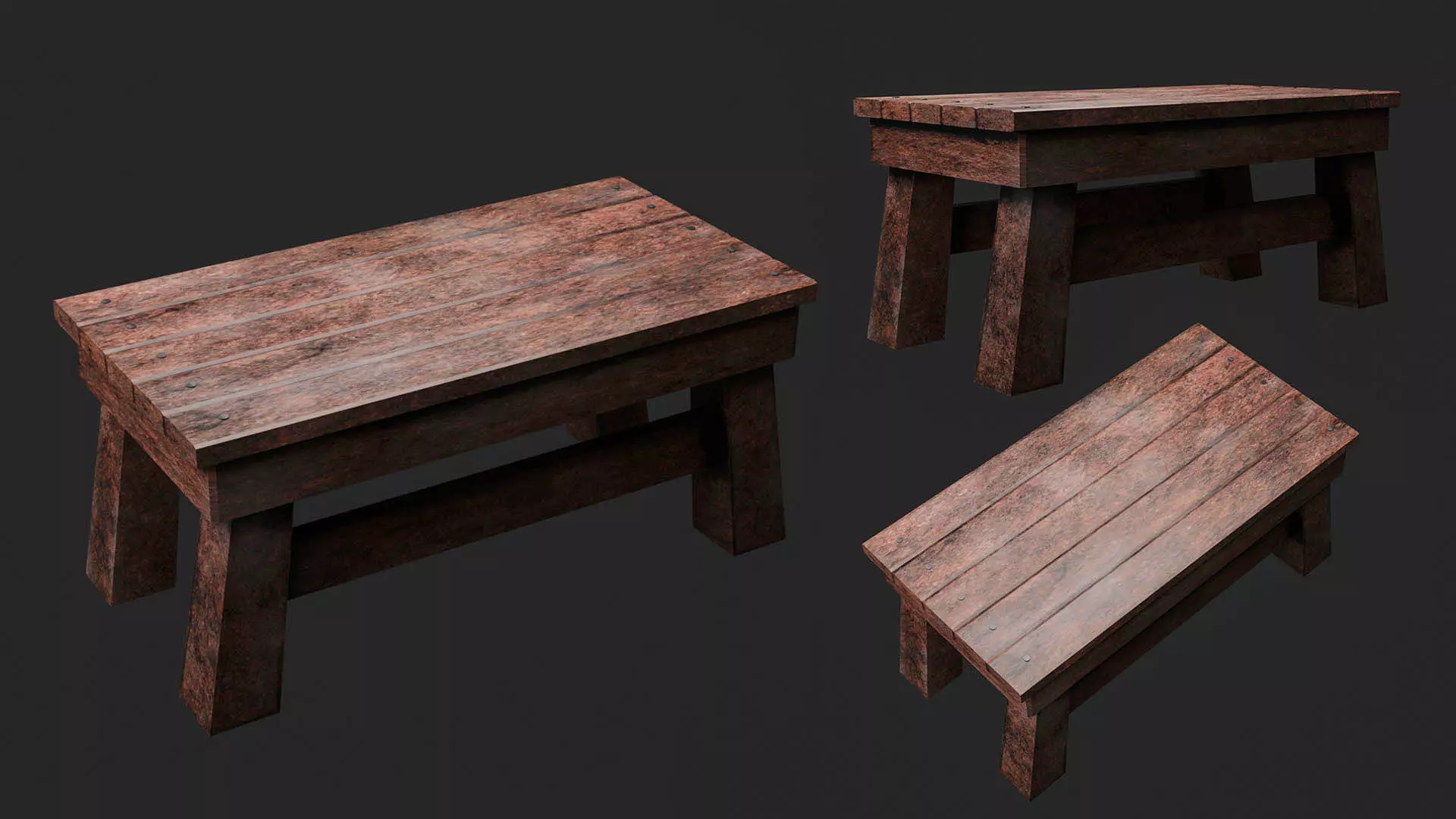 Wooden Table Low Poly Low-poly 3D model_0