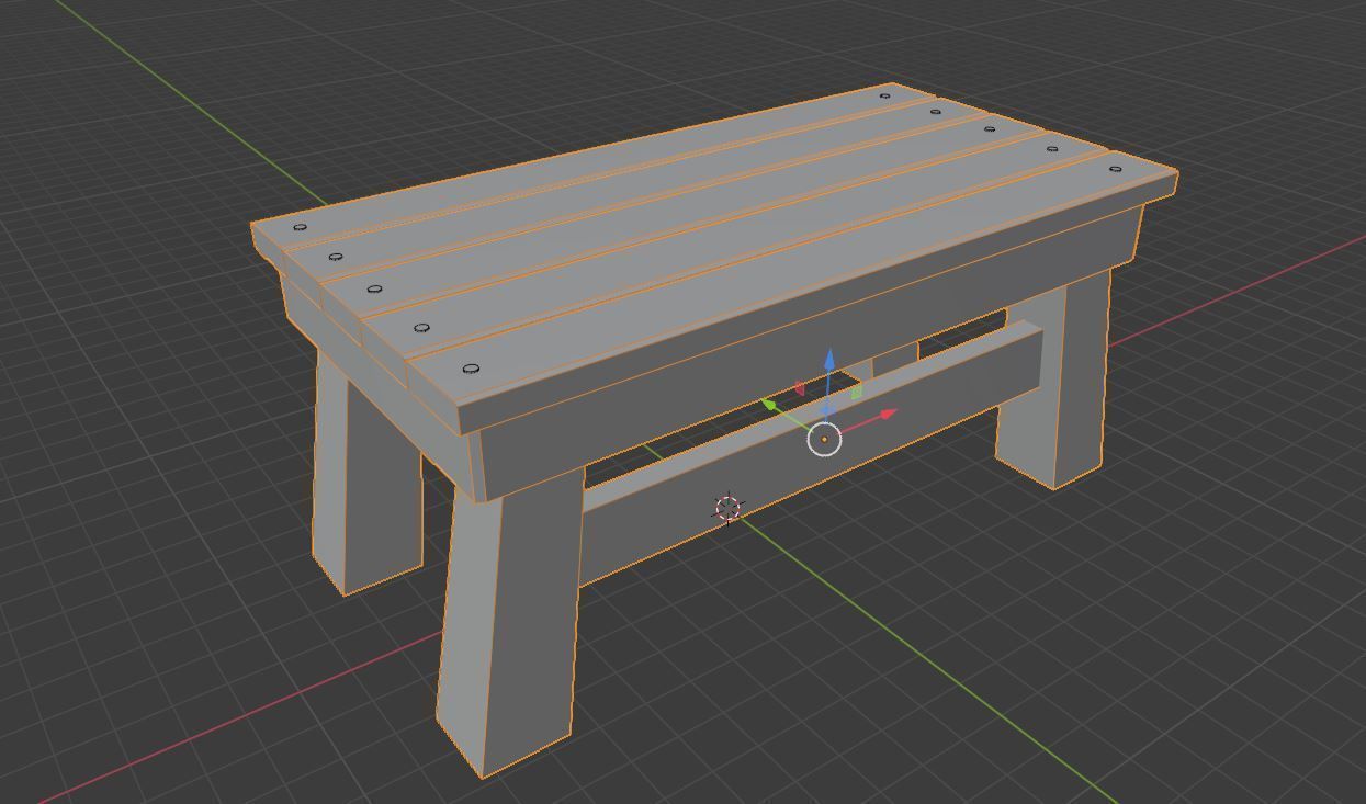 Wooden Table Low Poly Low-poly 3D model_2