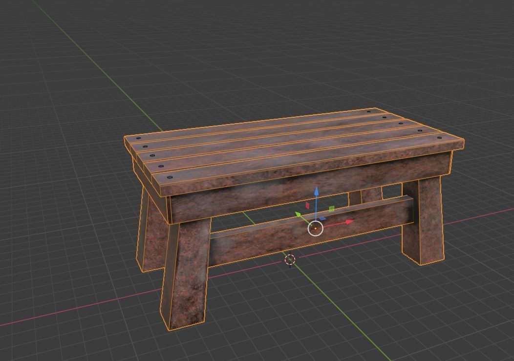 Wooden Table Low Poly Low-poly 3D model_1