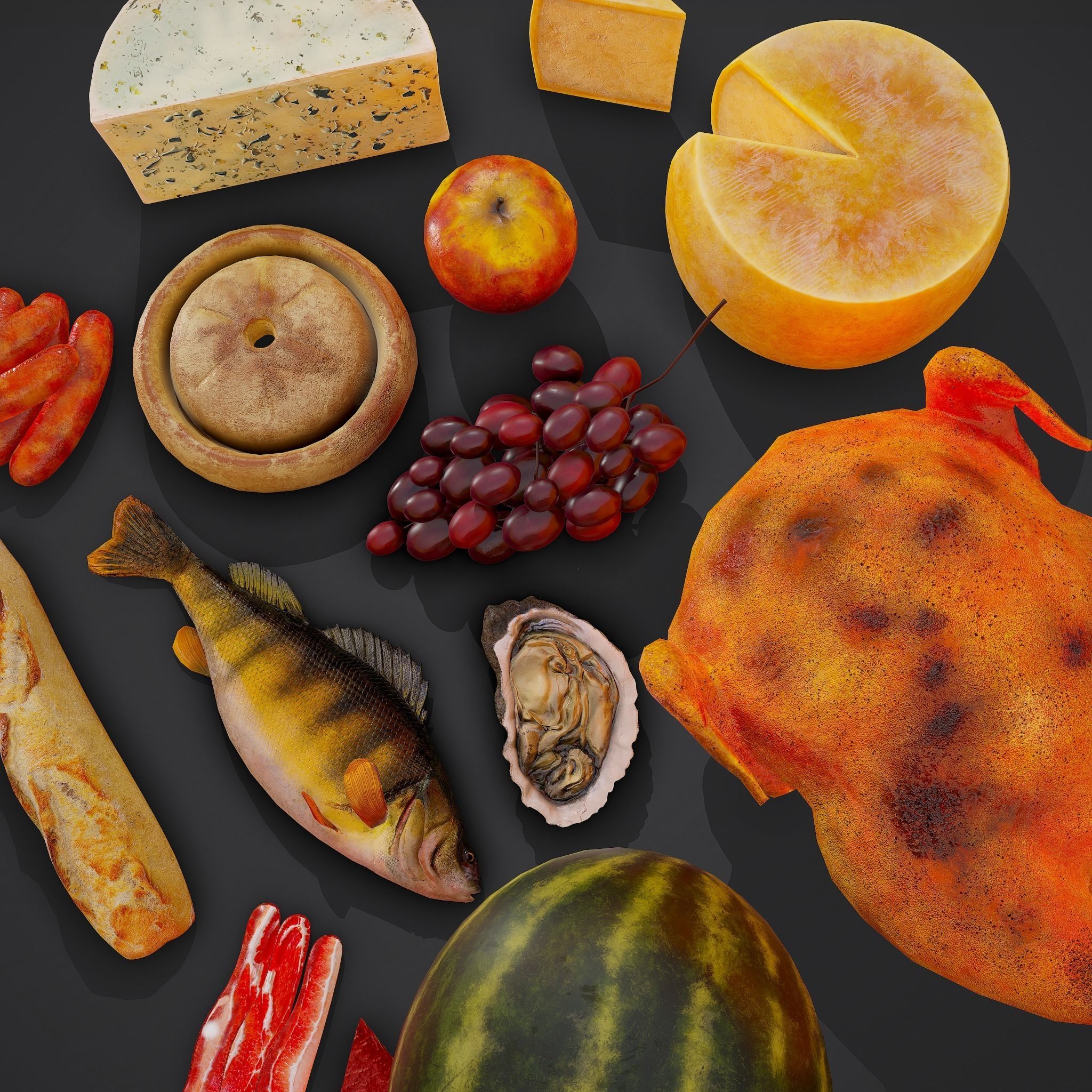 12 Medieval Food Props  3D Model Collection_16