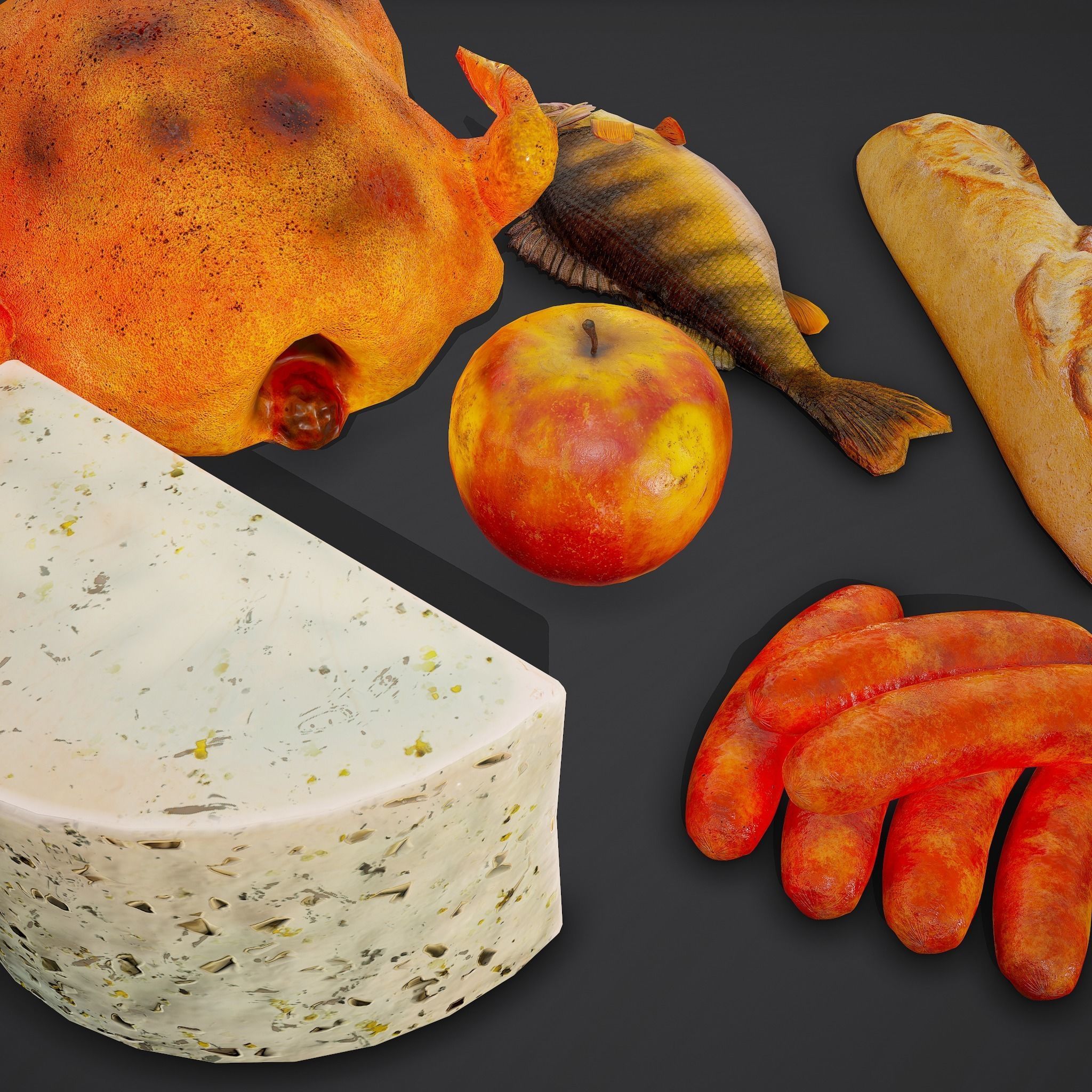 12 Medieval Food Props  3D Model Collection_33