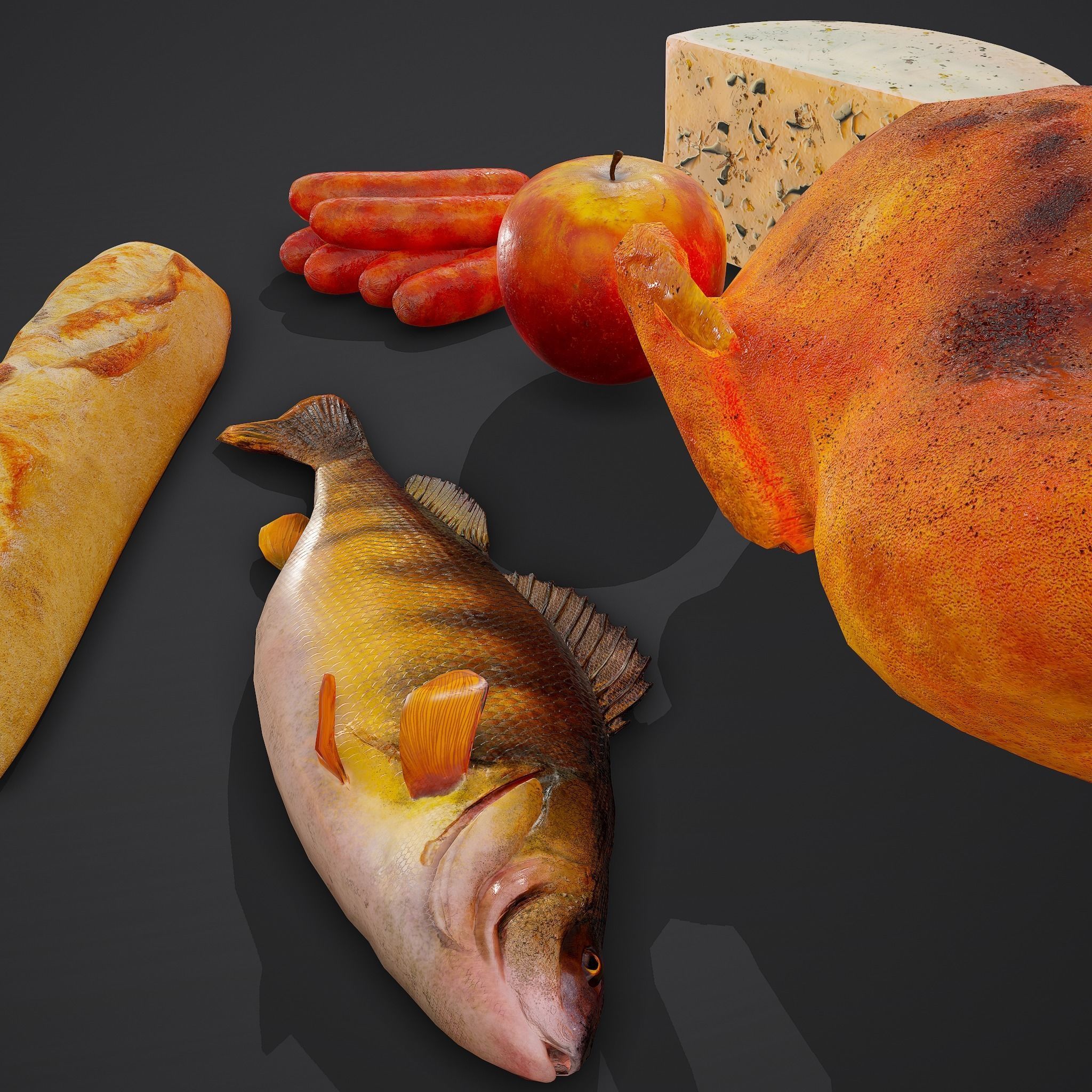 12 Medieval Food Props  3D Model Collection_31