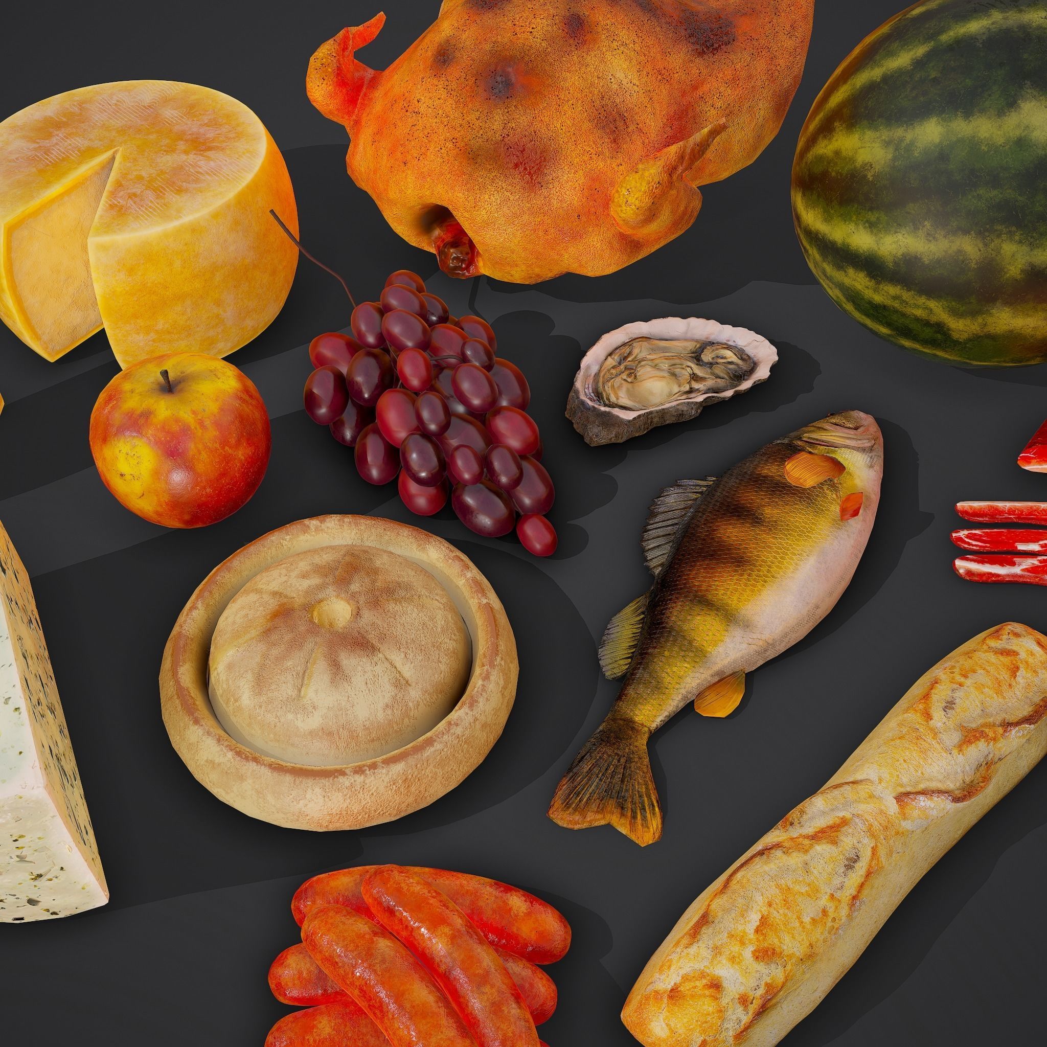 12 Medieval Food Props  3D Model Collection_19