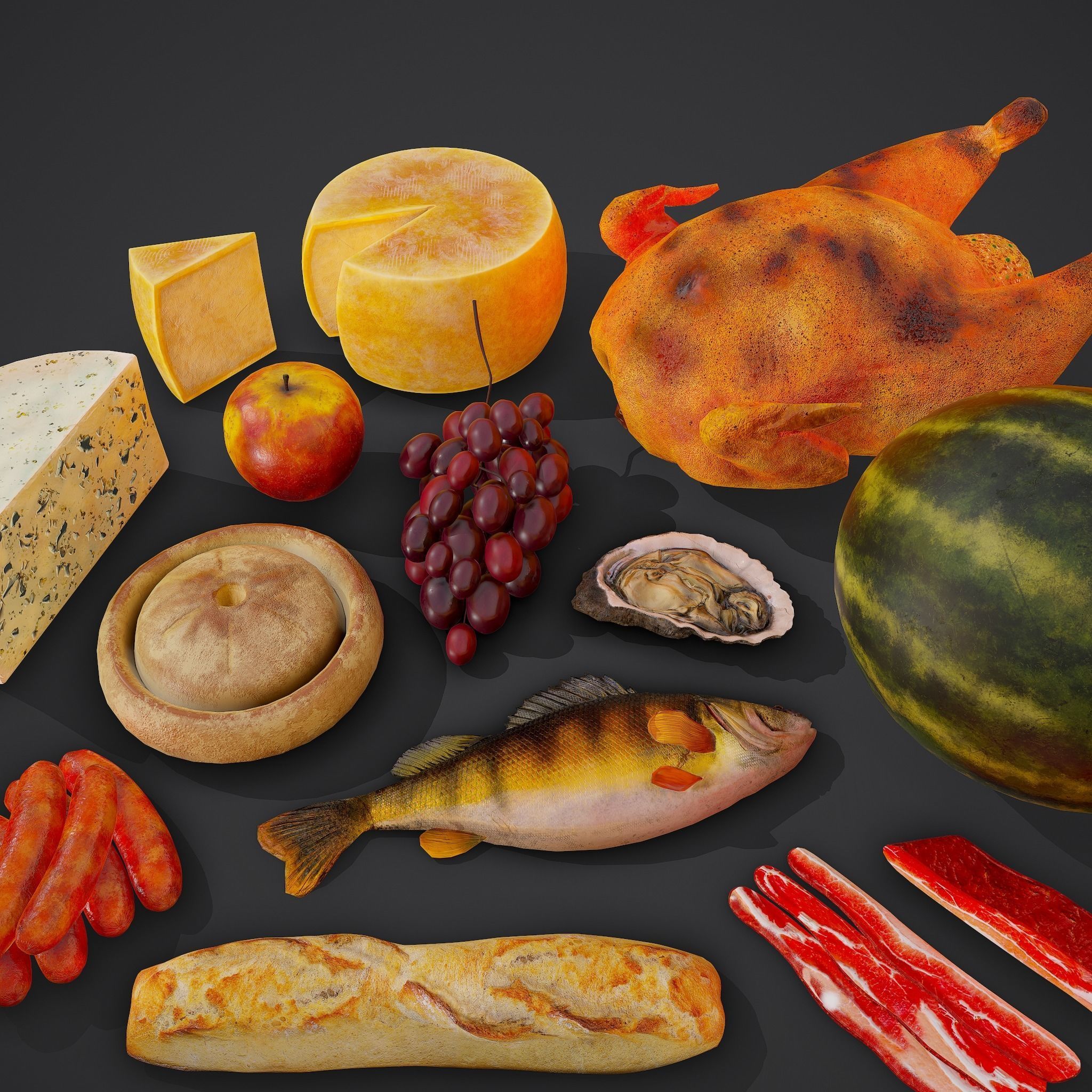 12 Medieval Food Props  3D Model Collection_73
