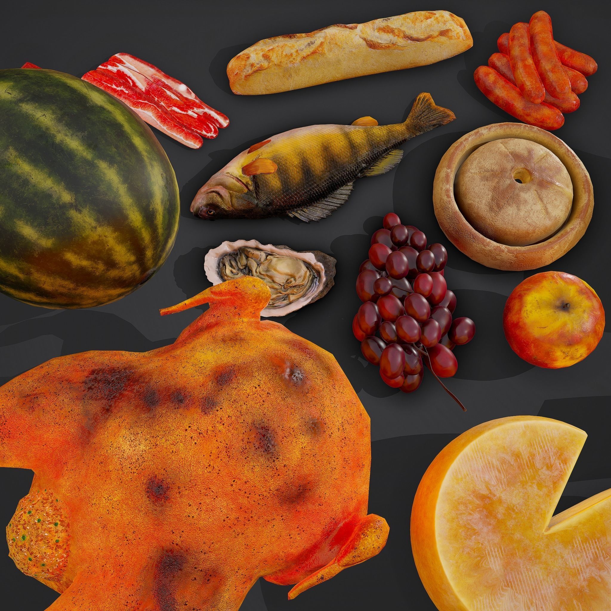 12 Medieval Food Props  3D Model Collection_18