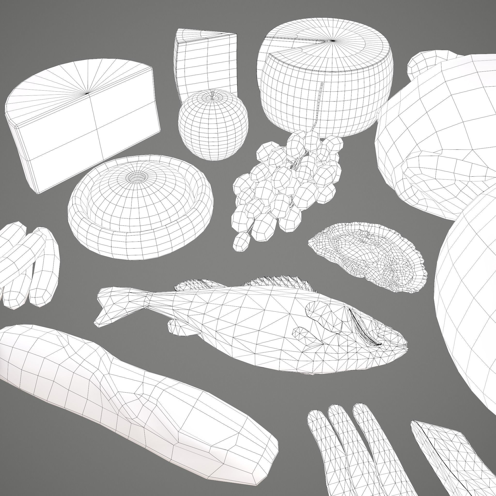 12 Medieval Food Props  3D Model Collection_77