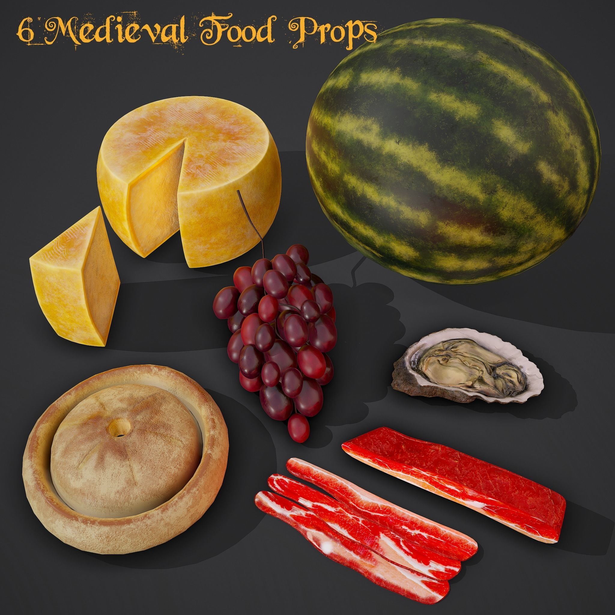 12 Medieval Food Props  3D Model Collection_22