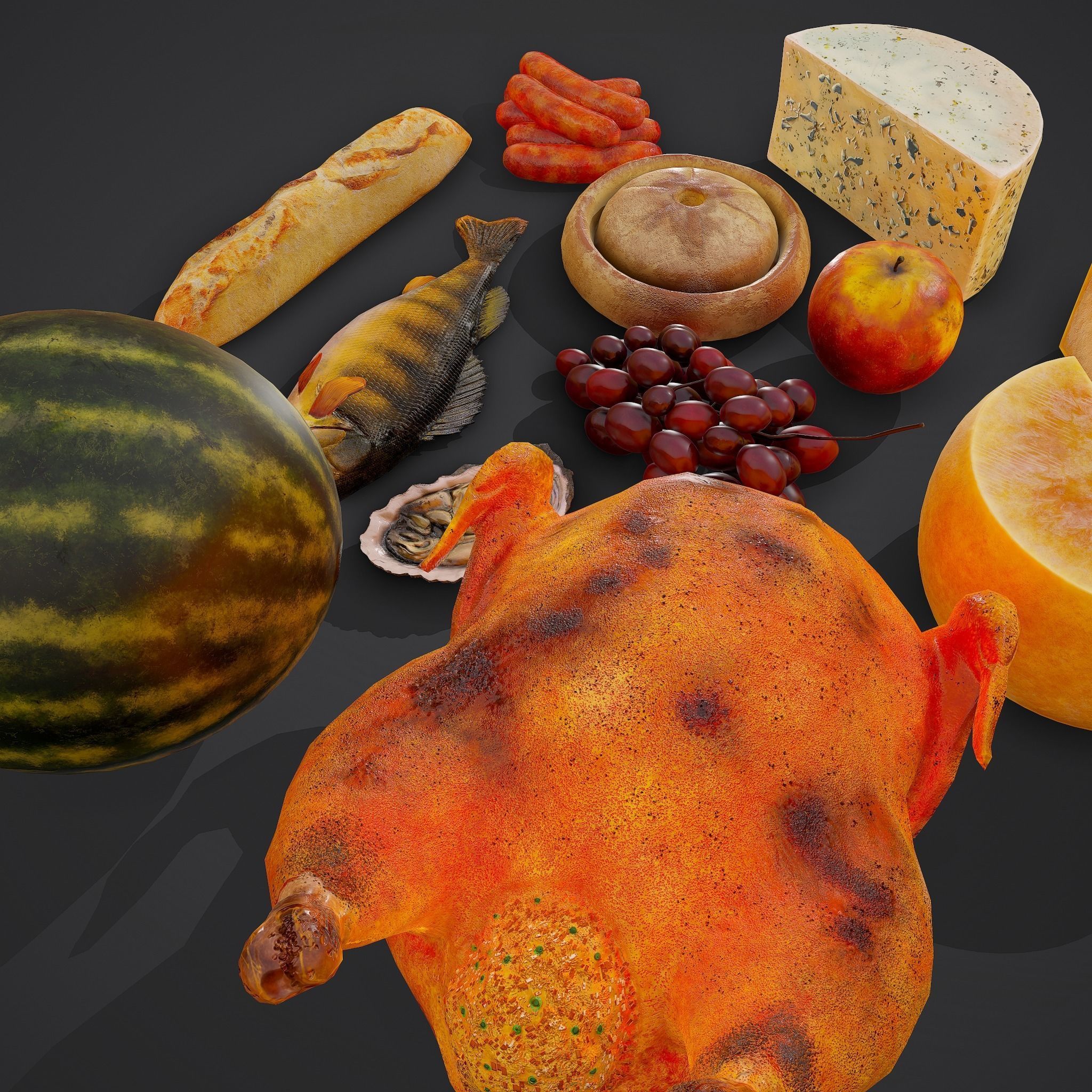 12 Medieval Food Props  3D Model Collection_17