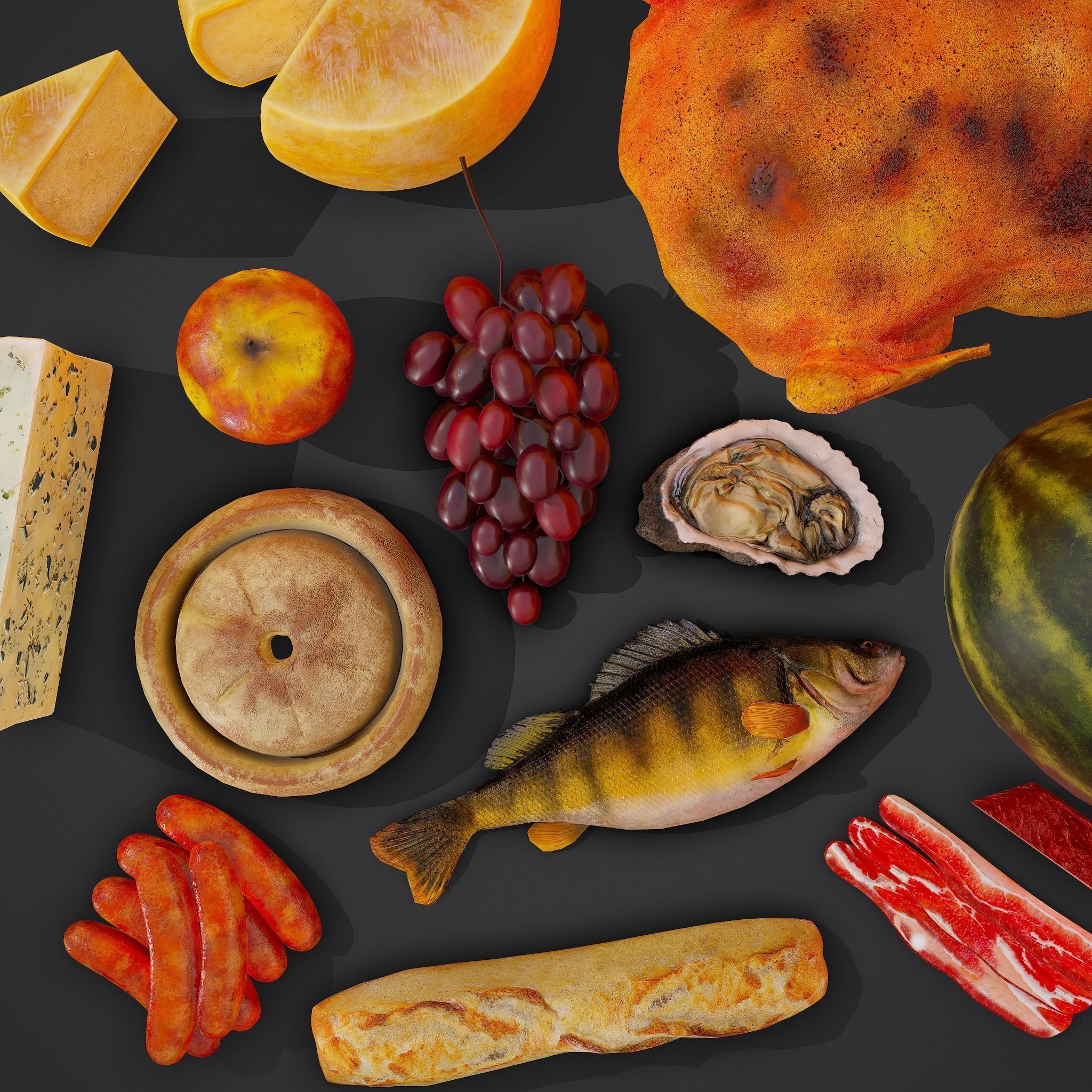 12 Medieval Food Props  3D Model Collection_20