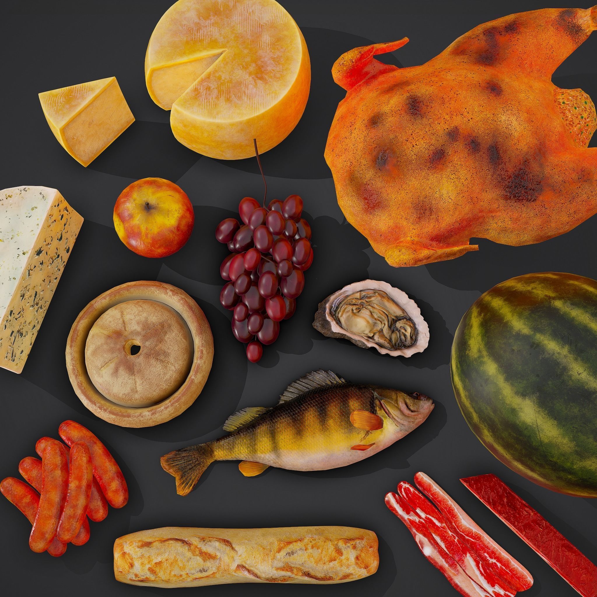 12 Medieval Food Props  3D Model Collection_13