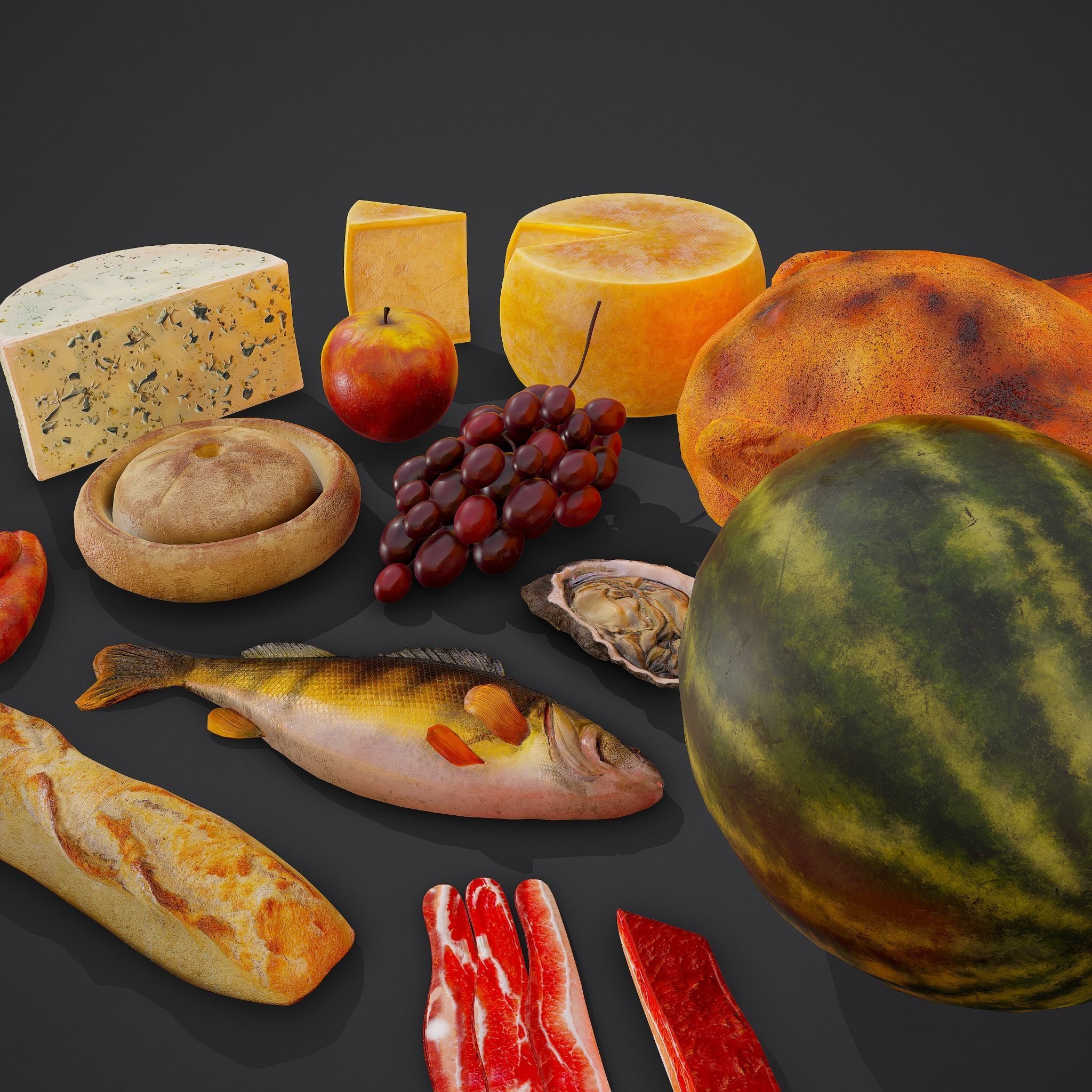 12 Medieval Food Props  3D Model Collection_15