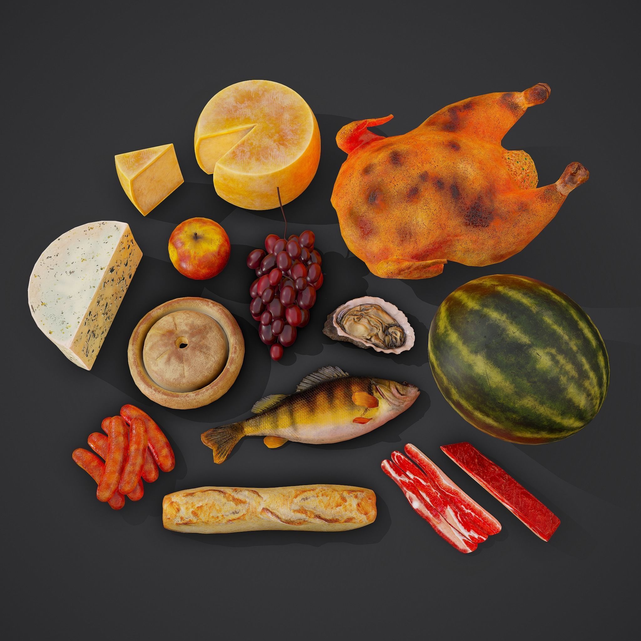 12 Medieval Food Props  3D Model Collection_74