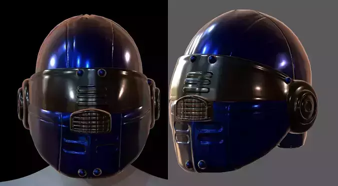 Gas mask helmet 3d model scifi Low-poly 