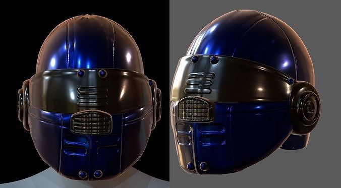 Gas mask helmet 3d model scifi Low-poly  Low-poly 3D model