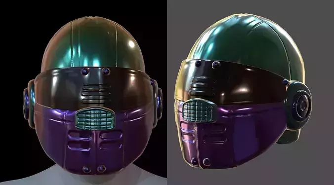 Gas mask helmet 3d model scifi Low-poly 