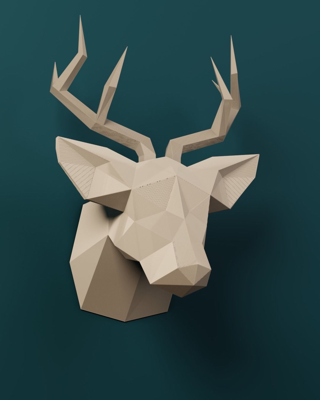 Hanging Deer Head Low Poly 3D print model_2