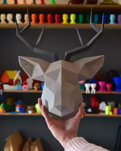 Hanging Deer Head Low Poly 3D print model