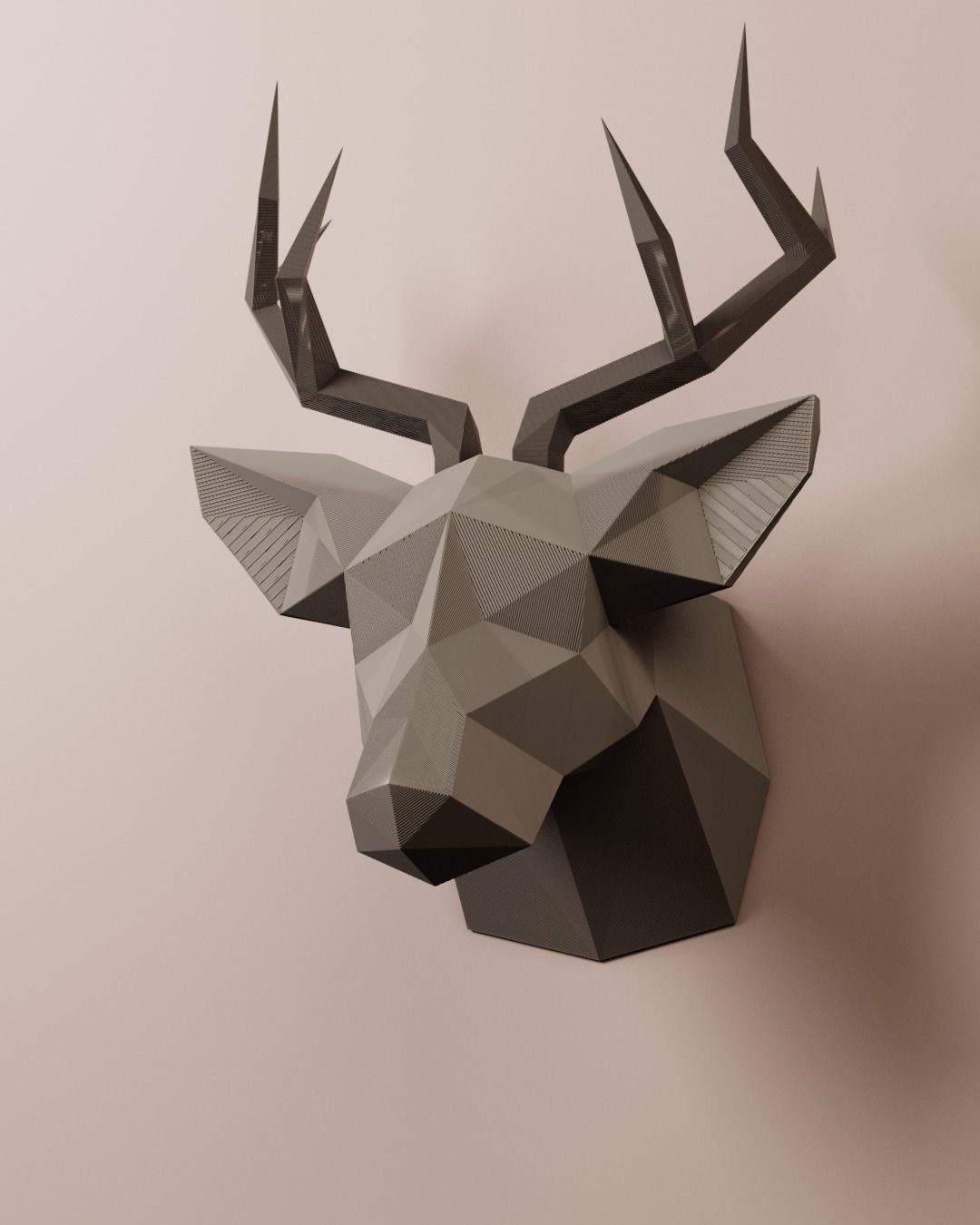 Hanging Deer Head Low Poly 3D print model_4