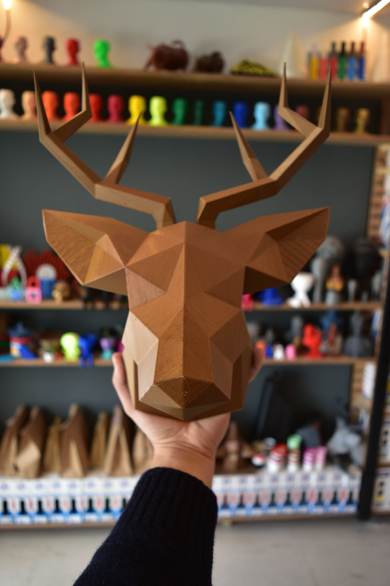 Hanging Deer Head Low Poly 3D print model_1