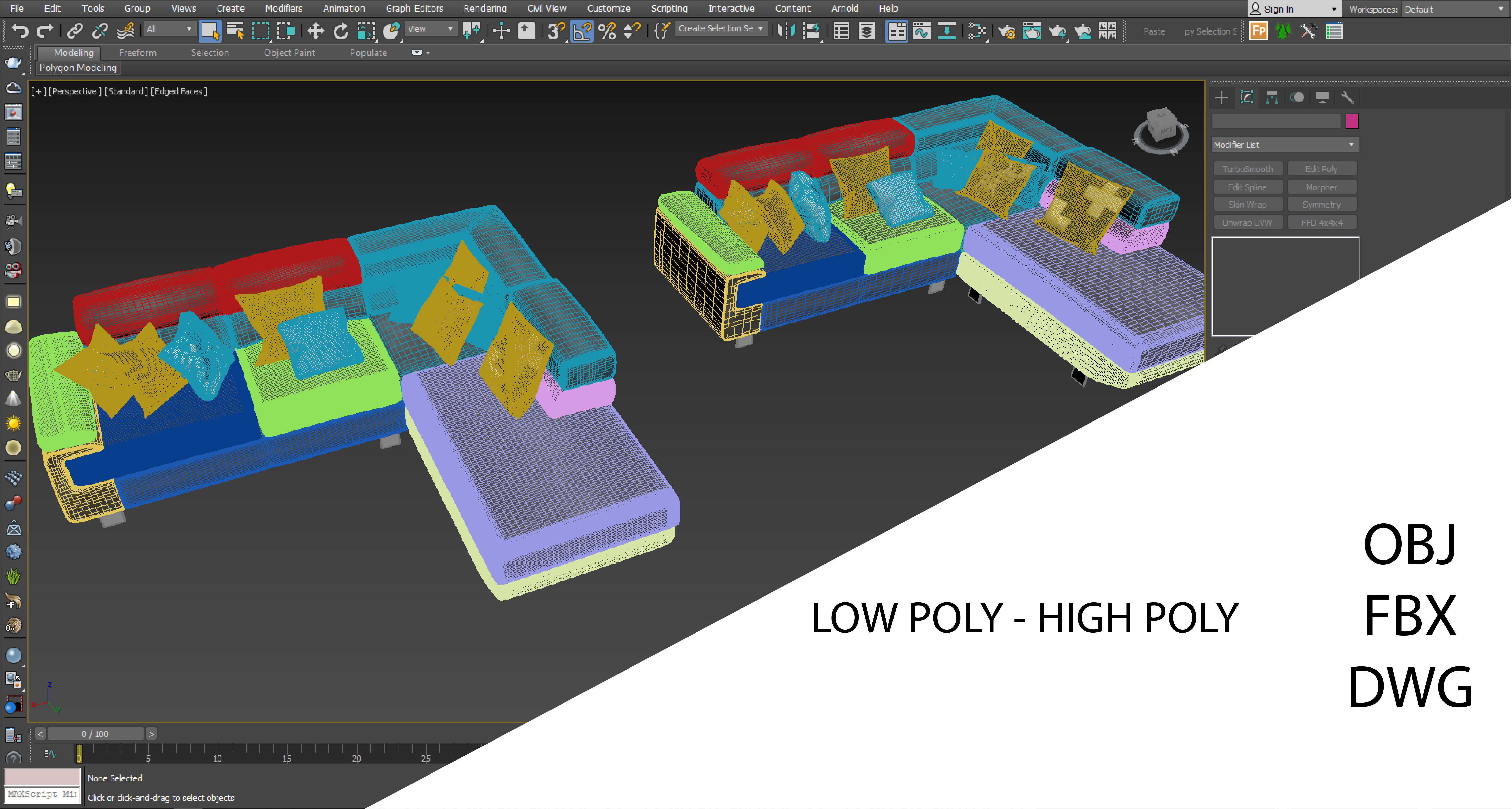 Sofa Ashley Low-poly 3D model_4