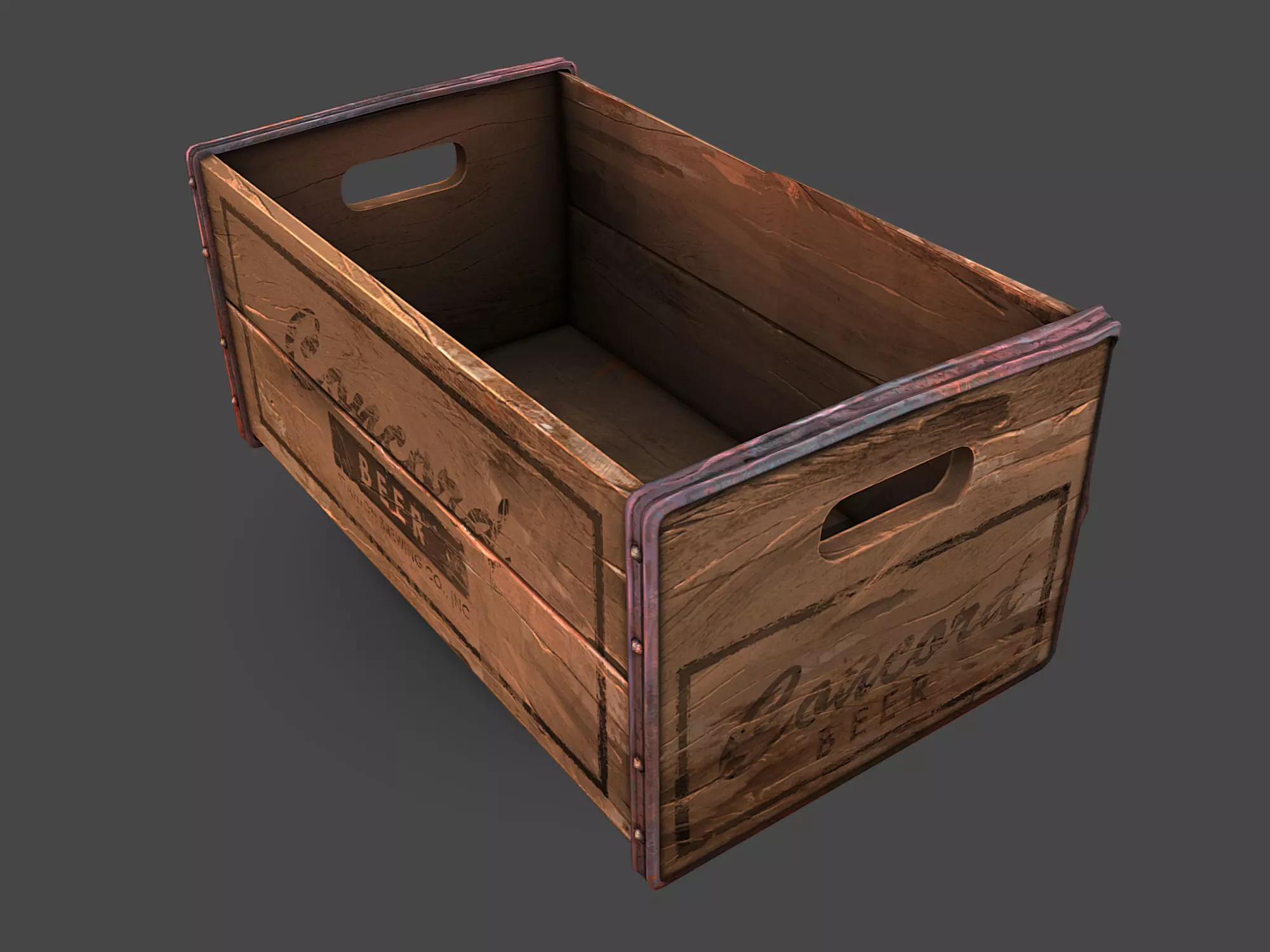 Old Crate  Low-poly 3D model_0