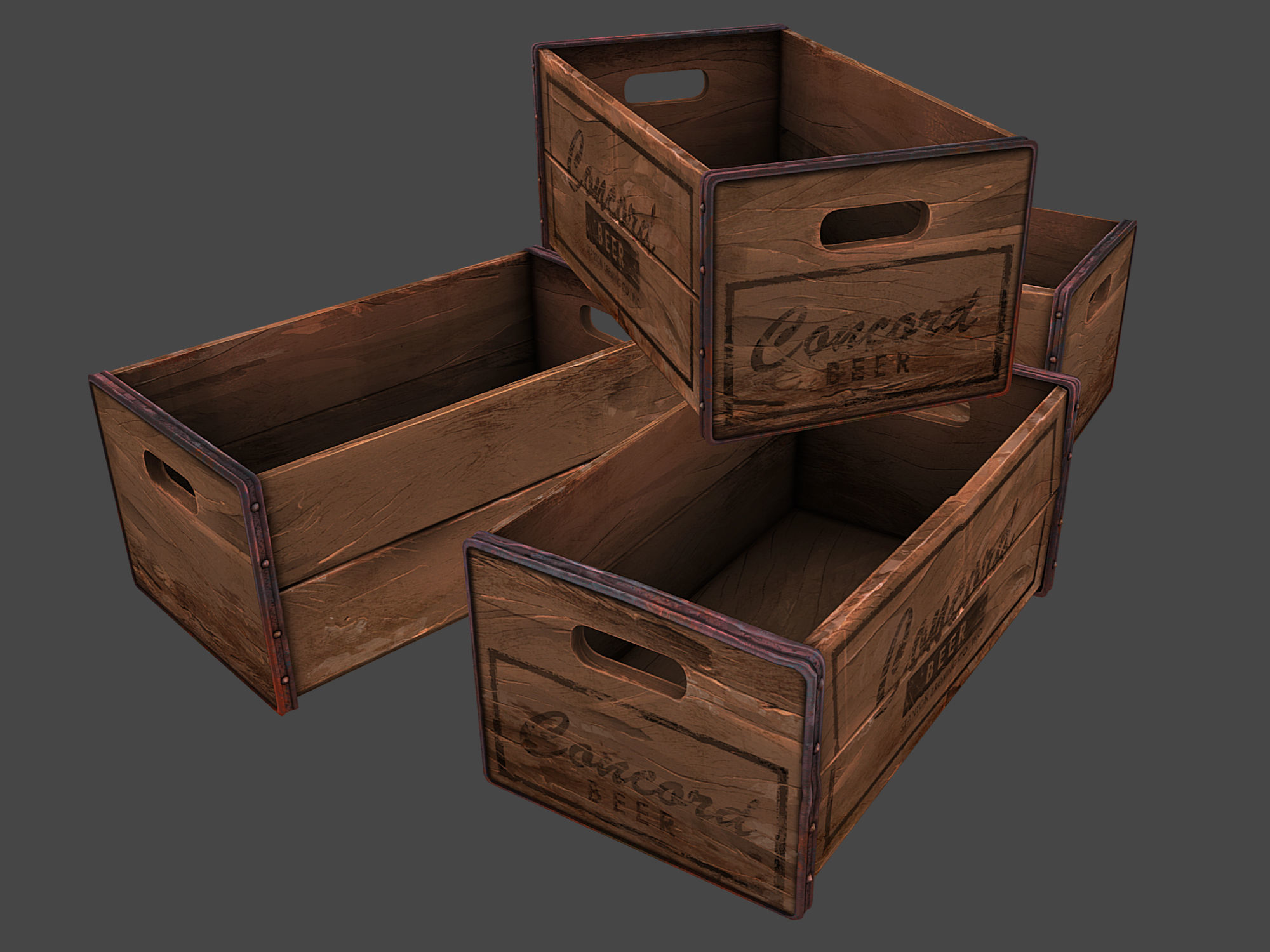 Old Crate  Low-poly 3D model_11