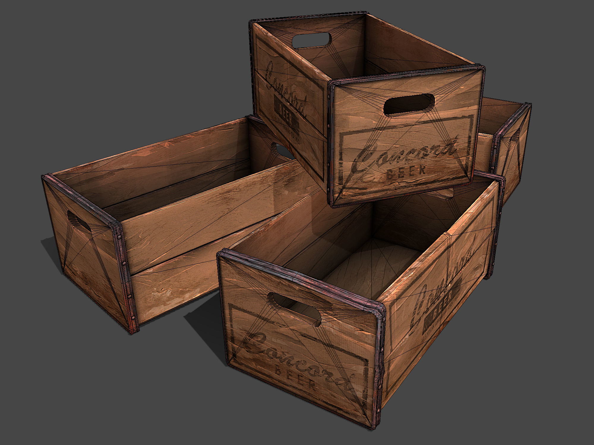 Old Crate  Low-poly 3D model_10