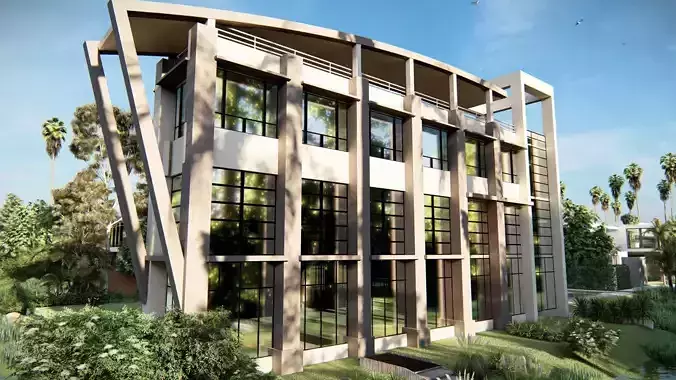 Public Building 02 Low-poly 3D model