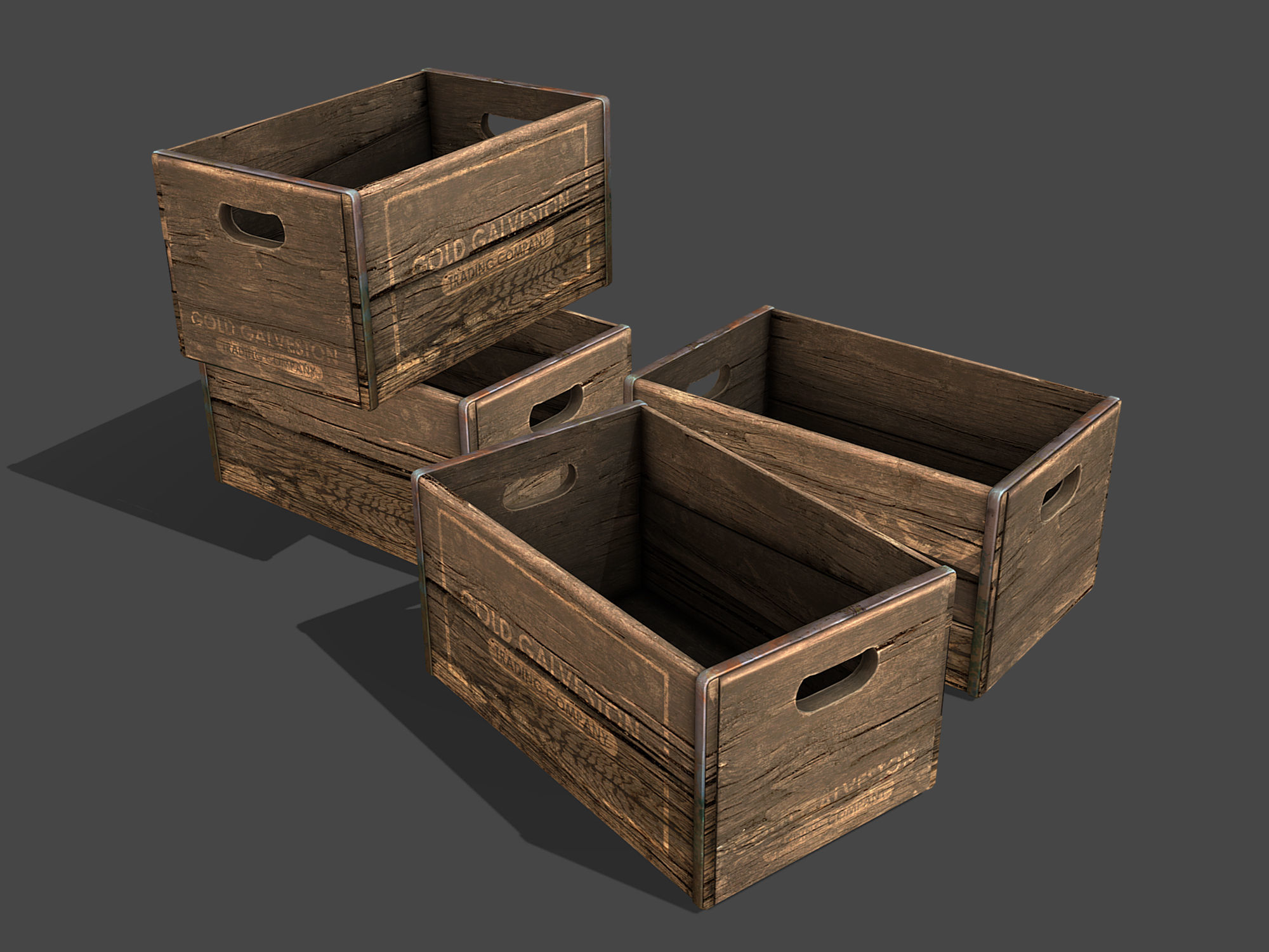 Old Crate Low-poly 3D model_9