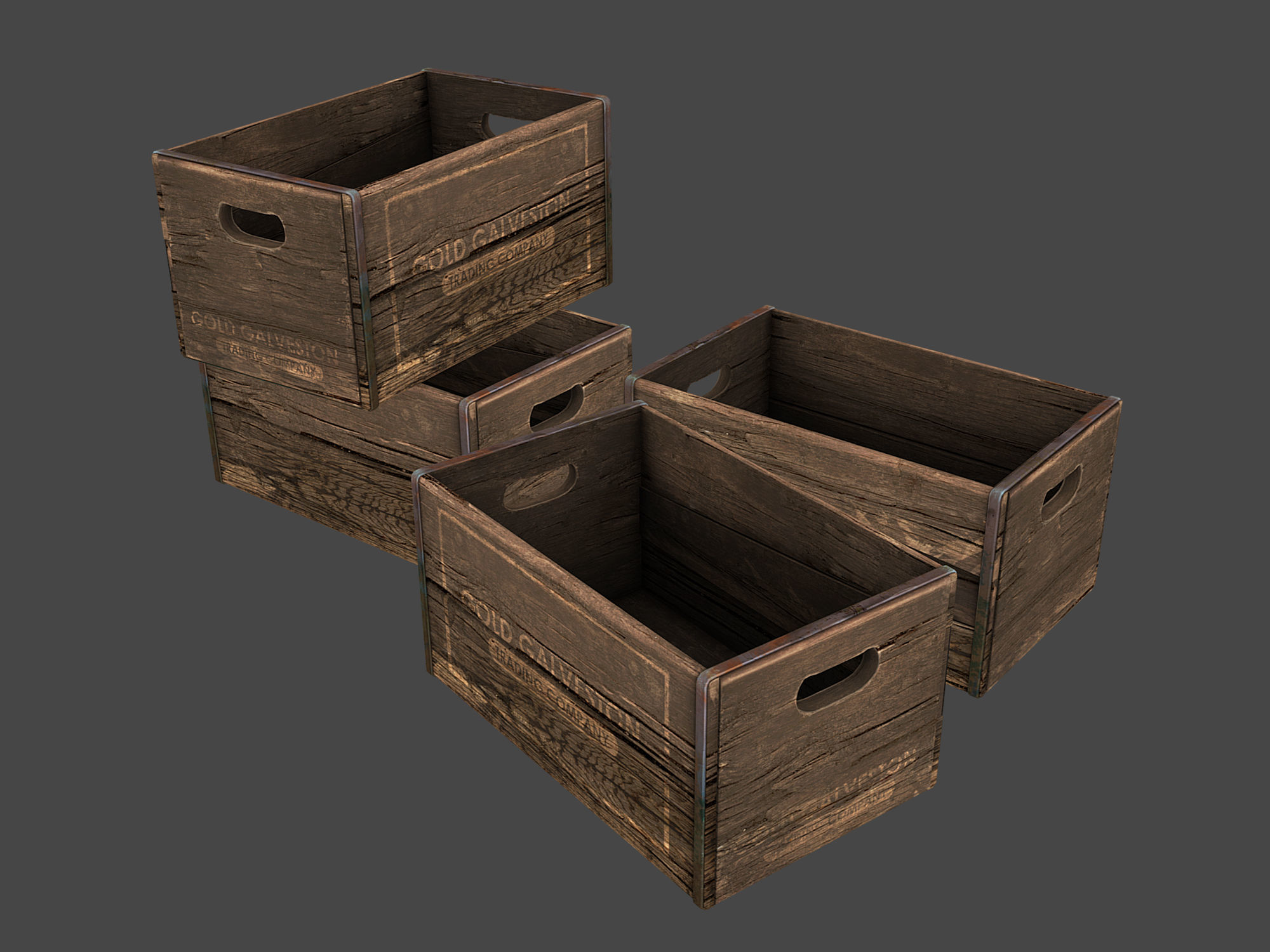 Old Crate Low-poly 3D model_11
