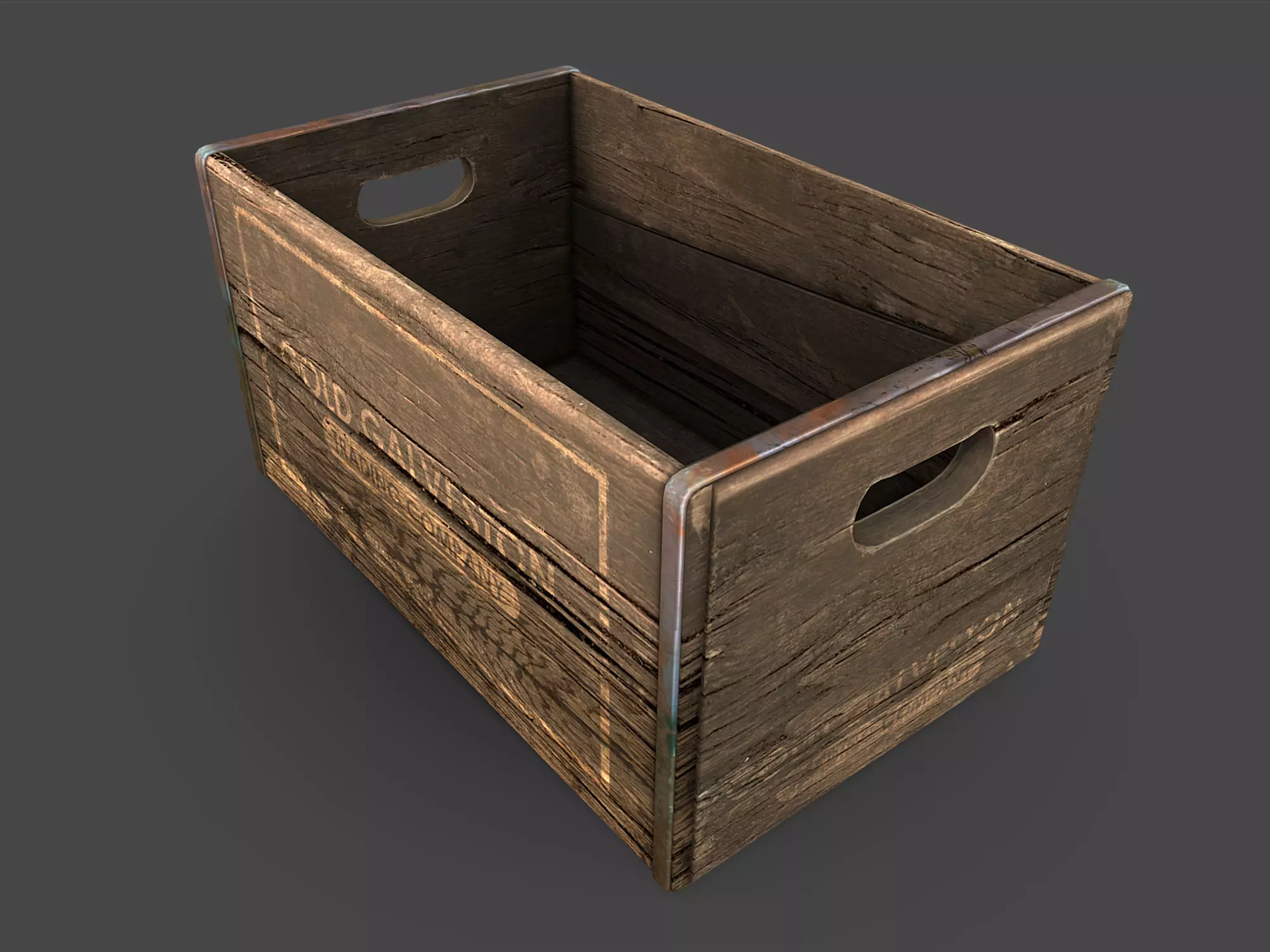Old Crate Low-poly 3D model_0