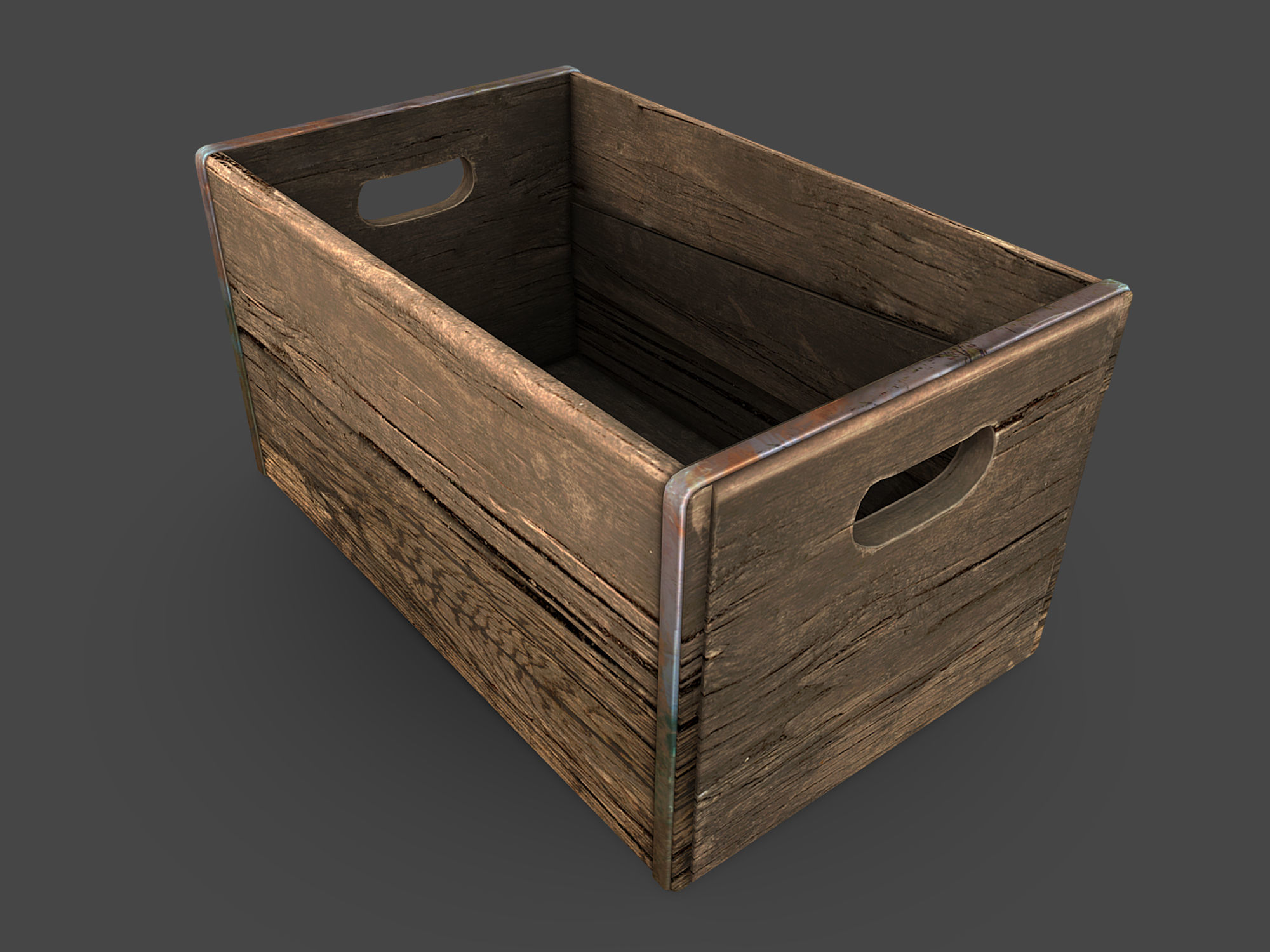 Old Crate Low-poly 3D model_1