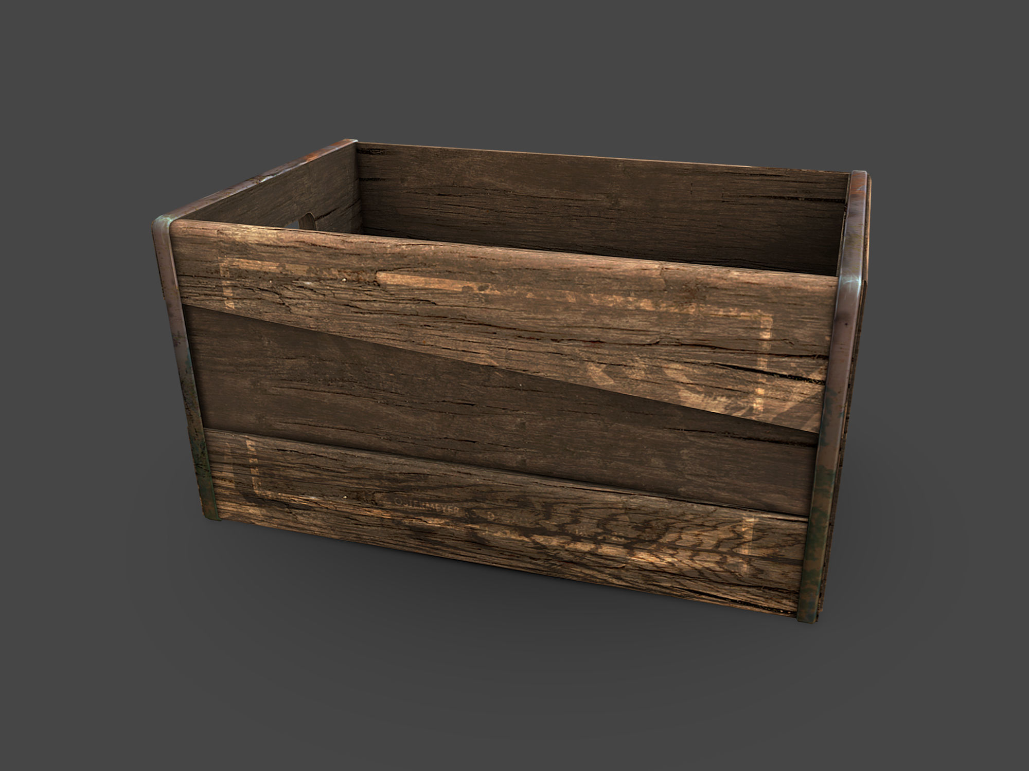 Old Crate Low-poly 3D model_6