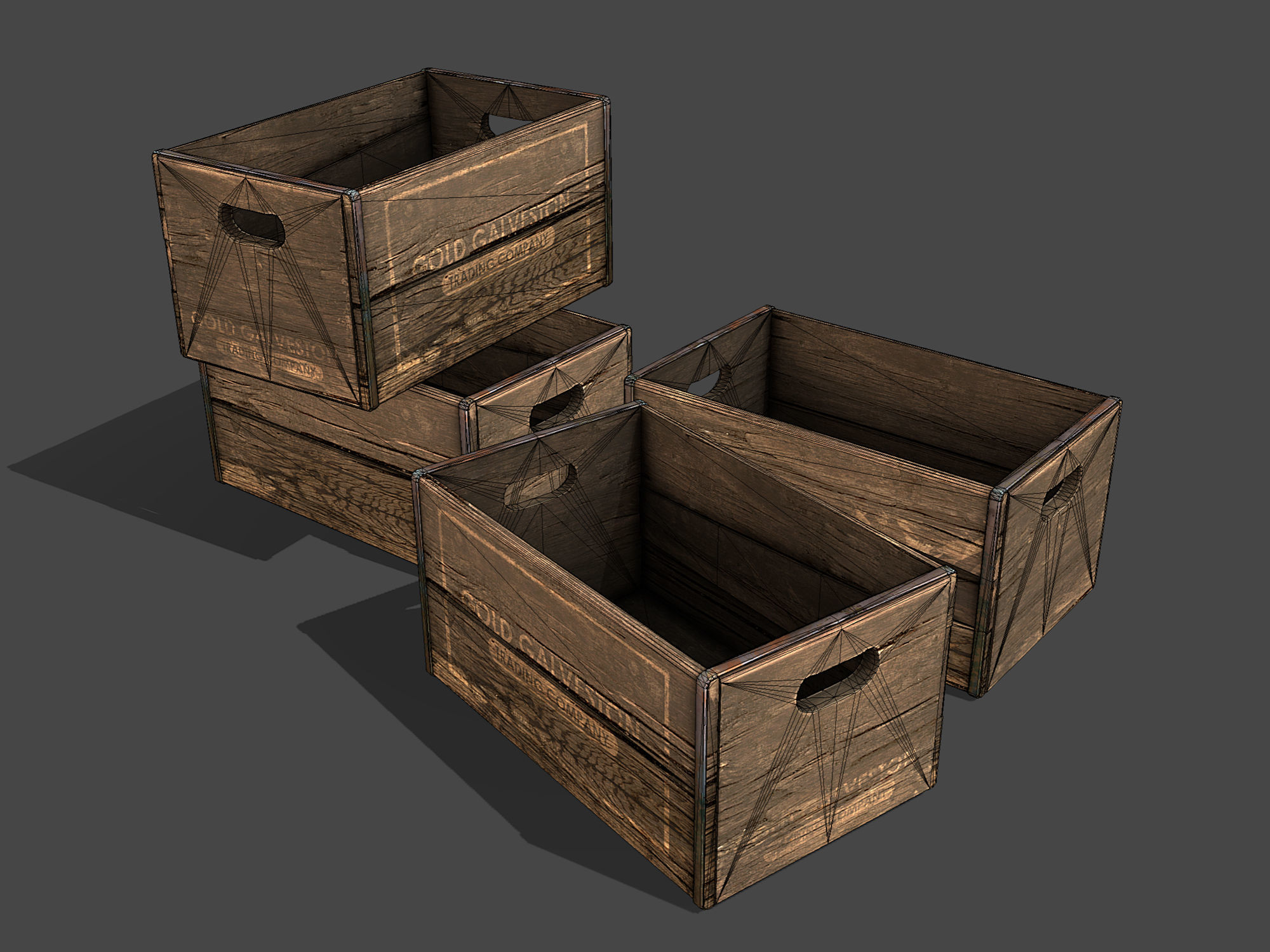Old Crate Low-poly 3D model_10