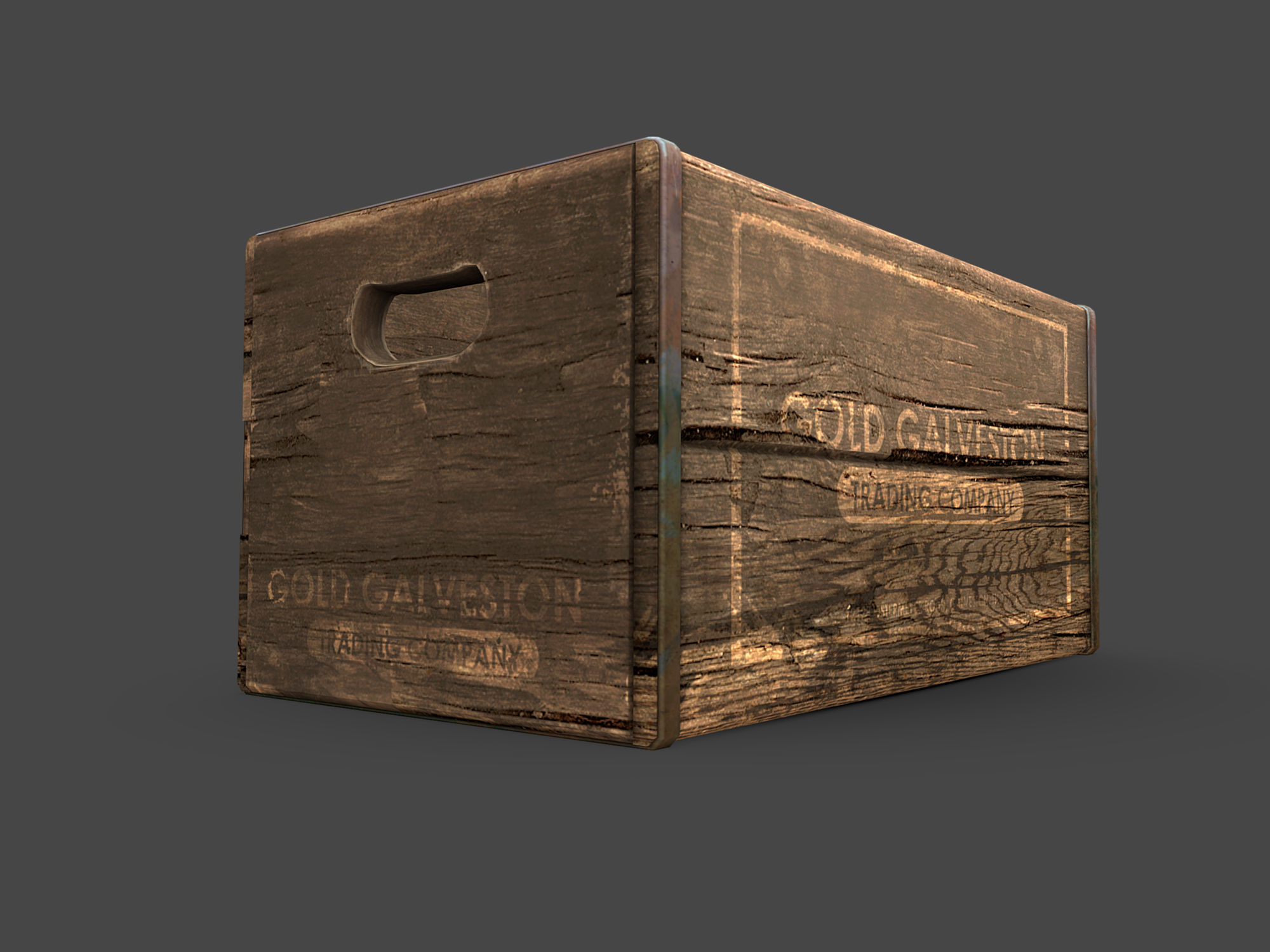 Old Crate Low-poly 3D model_4